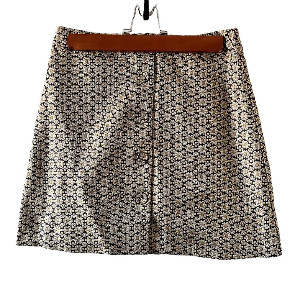 WAYF Pelham Button Front Mini Skirt XS